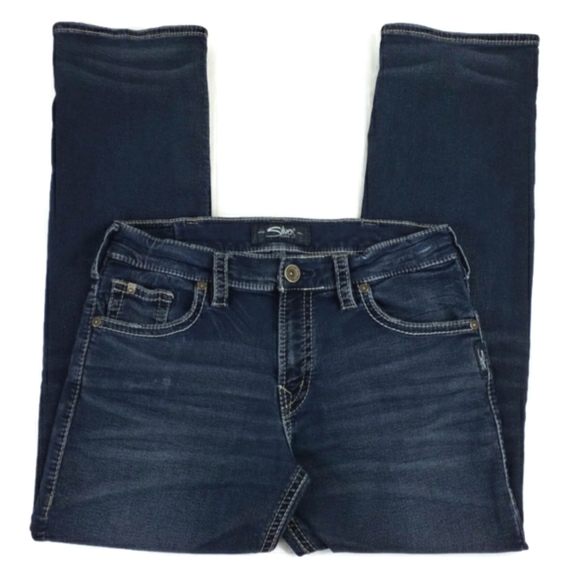 Silver Jeans Zac Dark Indigo Wash Relaxed Straight Leg Denim Jean Mens 34x31.25 - Picture 3 of 15